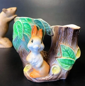 Vintage HORNSEA Fauna Royal Double Spill Vase - Buster Rabbit & Tree 9cmH - VGC - Picture 1 of 9