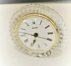 Genuine Lead Crystal Quartz Clock Round Desk Style Mantel or Bedside Clock - Picture 1 of 4