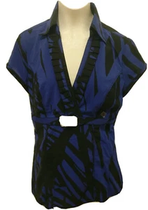 Express Design Studio Navy Black Blouse w zipper on the side w belt size XS New - Picture 1 of 4