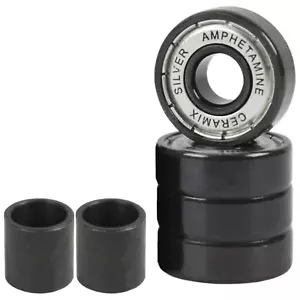 Amphetamine Skateboard Longboard Speed Bearings Set of 4 Pre-Lubricated Ceramic - Picture 1 of 4