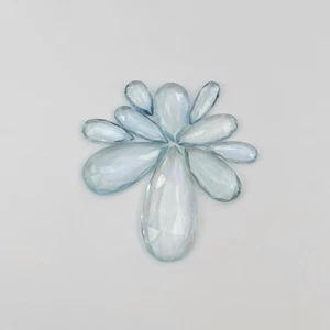 14.25cts Natural BLUE AQUAMARINE Gemstone Rose Cut Pear Shape 10pcs - Picture 1 of 6