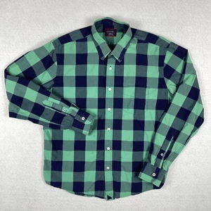 Untuckit Shirt Mens Medium Green Blue Plaid Casual Preppy Workwear Travel Office - Picture 1 of 12