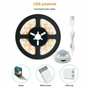 USB PIR Bewegungssensor LED Streifen Licht Bettschrank Küchenschrank Nachtlampe - Bild 1 von 7