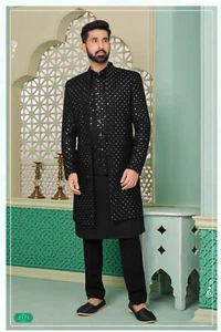 Indisches Herren Hochzeit Bollywood Partykleidung Designer Indo Western Kleid aus Indien - Bild 1 von 3