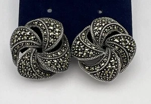 Judith Jack Sterlingsilber Markasiten Pinwheel durchbohrte Clip-On Ohrringe  - Bild 1 von 7