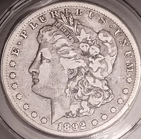 1892-CC Morgan Silver Dollar - Fine F12 - RARE Carson City Key Date! Cover