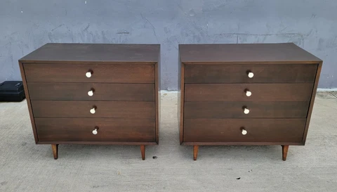 PAIR EARLY HERMAN MILLER GEORGE NELSON THIN EDGE CHEST OF DRAWERS Cover