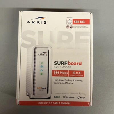Arris SURFboard DOCSIS 3.0 Cable Modem 686 Mbps 592432-003-00 SB6183 White - Image 1 of 4