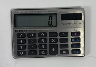 Pocket Slim Mini Calculator Twin Power Sharp ELSI MATE EL-879M Battery - Image 1 of 4