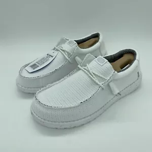 Hey Dude scarpe uomo Wally sportive in rete slip on casual bianco/bianco taglia 9 - Foto 1 di 7