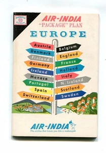 Vintage AIR INDIA Package Plan to Europe 1961-62 American Express - Bild 1 von 2