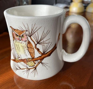 Vintage Owl in Tree Mug 70's OMC Otigiri Made in Japan Handpainted Design 3.75"T - Picture 1 of 8