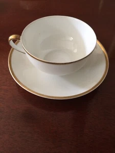 Noritake China Handpainted JAPAN White Cup Gold Rim Replacement Teacup Saucer V1 - Picture 1 of 12
