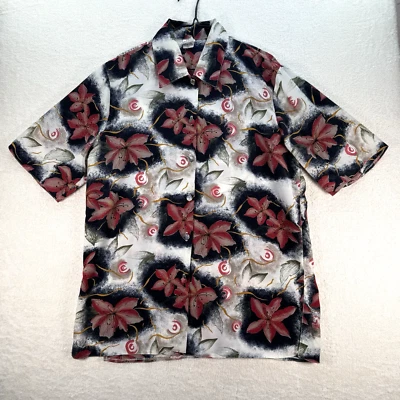 Miss Unique Blouse Size 14 Orange & White Floral Print Short Sleeve Button down - Image 1 of 4