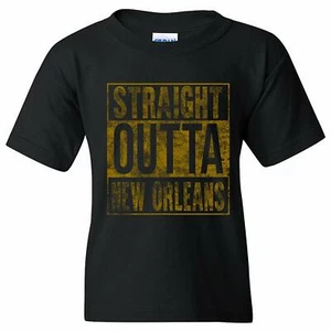 Straight Outta New Orleans - Hometown Local Football Sports Team Youth T Shirt - Picture 1 of 6