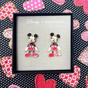 Mickey Mouse Dangle Earrings Kisses on Face Lips NEW in Box DISNEY x Baublebar - Picture 1 of 5