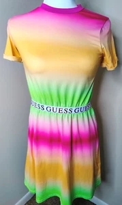 GUESS GIRLS RAINBOW CLOUD STRETCH JERSEY SHORT SLEEVE DRESS 14 NWT - Picture 1 of 13