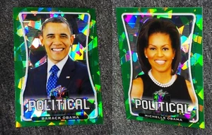 Barack Michelle Obama ⇨ GREEN CRYSTAL ICE sCarCe REFRACTORS #'d / 4 Leaf METAL ! - Picture 1 of 1