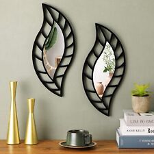 2 Pcs Mirror Wall Decor Art Leaf Mounted Mirror Decorative Teardrop Mirror