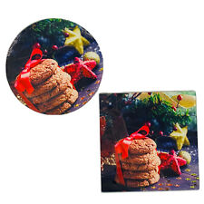 Christmas Tempered Glass Trivet Cutting Board, Cookies / Tree, 8", Set of 2