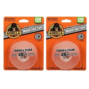 Gorilla Tough & Clear Double Sided Mounting Tape,Clear Tape,1" x 150" (Pack of 2 - Picture 1 of 2