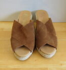 Stylish Tan Suede Espadrille Wedge Slip On From Apaseart - Size 37