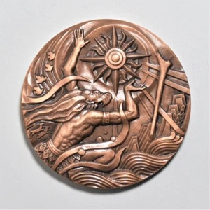 China Shenyang 2012 Ancient Fairy Tales 夸父追日 Copper Medal 80mm COA - Picture 1 of 4