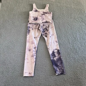 Zara Women’s Pink Gray marble 2 Piece Workout Sweat Suit top leggings Size 9-10 - Picture 1 of 9
