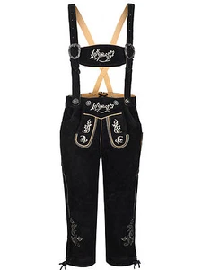 Trachtenlederhose Damen mit Träger Kniebund lang schwarz Gr. 34 bis 44 SW9 - Bild 1 von 7