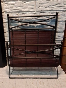 Vintage Bamboo And Metal Magazine Rack - Picture 1 of 18