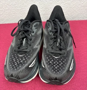 Hoka One One Clifton 9 Womens Size 5.5 B Black Athletic Running Shoes Sneakers - Picture 1 of 17