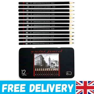 Ambidextrous 12-Count Graphite Pencils Set with  Iron Box for Creativity - Image 1 of 4