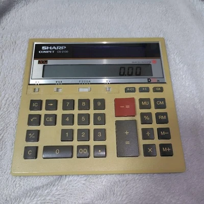 sharp cs-2130 vintage digital calculator beige 10-key tested basic functions  - Image 1 of 4