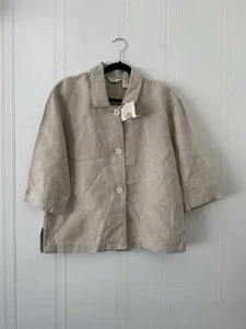 NWT J. Jill Women's Gray Blazer with Boxy Silhoutte and 3/4 Sleeves Sz S Buttons - Picture 1 of 7