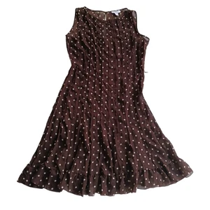 Women's Dressbarn Size 14 Brown Polka Dot 39" Length Dress - Picture 1 of 9