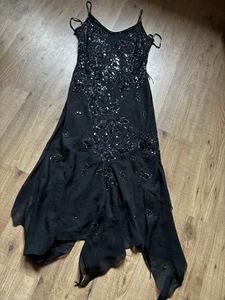 Vintage Y2K Whimsigoth Beaded Floral Maxi Dress Asymmetrical Sequin Fairy Goth - Picture 1 of 7