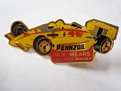Indianapolis Indy 500 Winner Original 1988 Rick Mears #4 Pennzoil Racing Hat Pin - Image 1 of 2