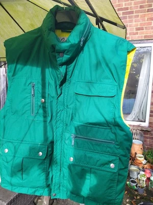 1980s/90s Vintage Swan Brand Men's M Chinese Down Gilet Bodywarmer, green/yellow - Image 1 of 4