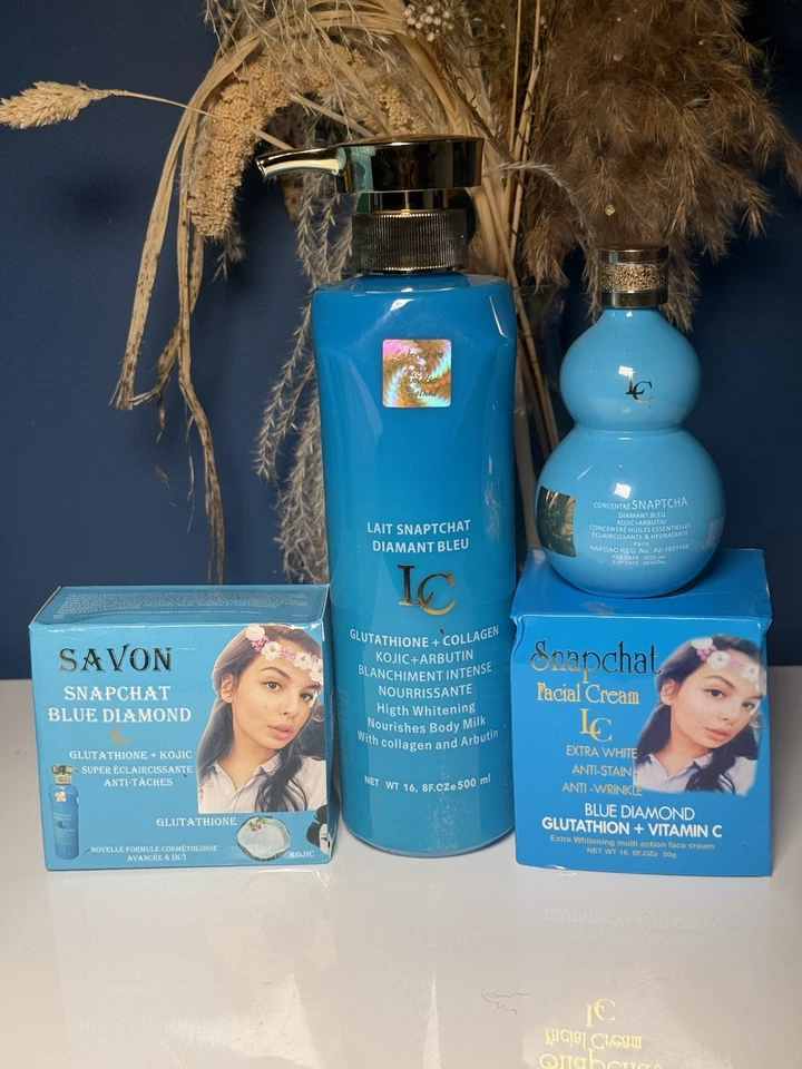 LAIT SNAPCHAT DIAMOND BLEU LIGHTENING BODY LOTION + SOAP + SERUM + FACE CREAM