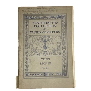 G Schirmer's Collection of Messe and Verspers Verdi Requiem Spartiti Libro - Foto 1 di 8