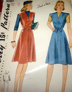 *LOVELY VTG 1940s PINAFORE DRESS Sewing Pattern 13/31 - Picture 1 of 1