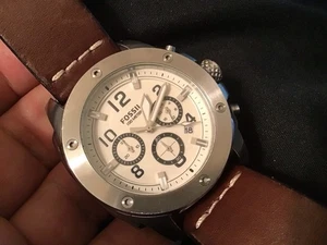 FOSSIL Reloj Hombre Cuarzo Marrón Correa Cuero FS4929 Reloj Cronógrafo Batería Nueva - Imagen 1 de 10