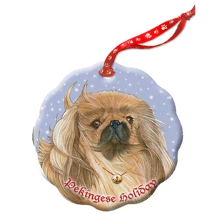 Pekingese Holiday Porcelain Christmas Tree Ornament - Bild 1 von 2