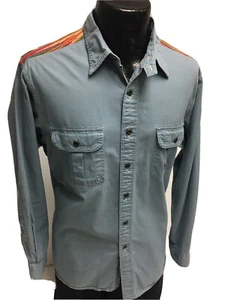 Vtg Polo Ralph Lauren Men Blue SOUTHWESTERN Indian Blanket Navajo Aztec Shirt L - Picture 1 of 12