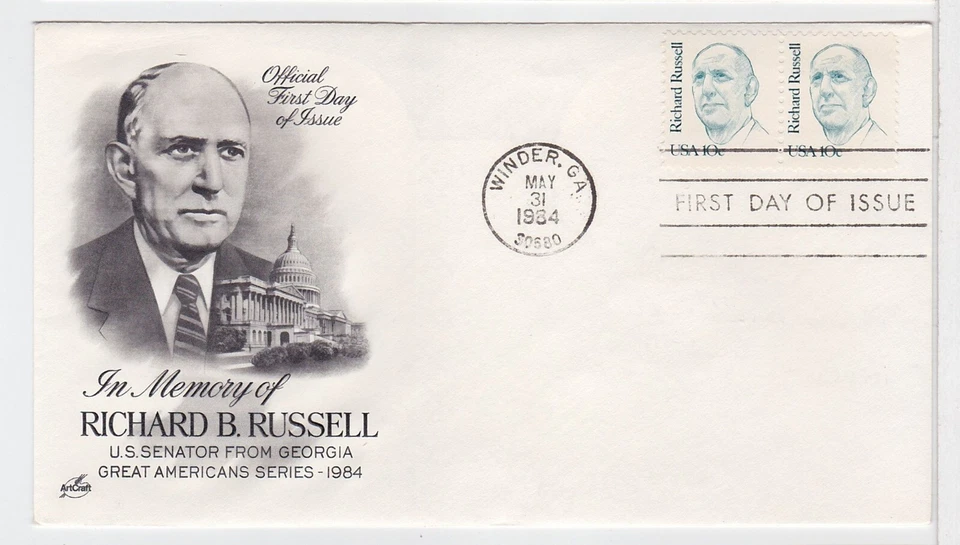 TurtlesTradingPost- Richard B Russell- 1983 #1853- Artcraft Cachet FDC - Image 1 of 1
