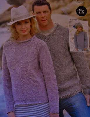 #39 LADIES MENS BOYS GIRLS CHUNKY SWEATER KNITTING PATTERN 24-46" 61-117cm COPY - Image 1 of 2