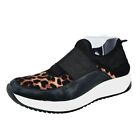 Anne Klein Sport Backdoor Fashion Sneakers 8.5 Black White Leopard Print Slip On
