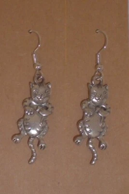 Новые подвижные оловянные серьги с головами и хвостами для кошек посеребренные крючки - Изображение 1 из 4