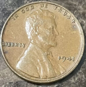 RARE 1941 Lincoln No Mint Mark Wheat Penny One Cent Coin
