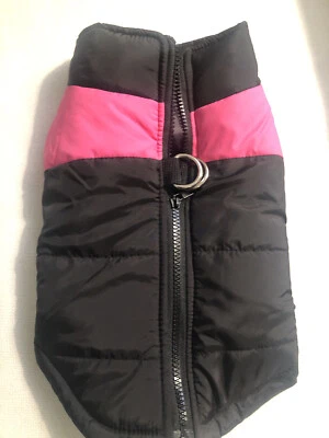 Jaqueta acolchoada preta rosa para cachorro capa de chuva resistente ao vento e à água tamanho G nova sem etiquetas - Imagem 1 de 4